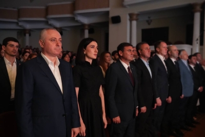 President of Abkhazia Badra Gunba, together with his wife Irma Hashig, attended the performance "The City that waited"
