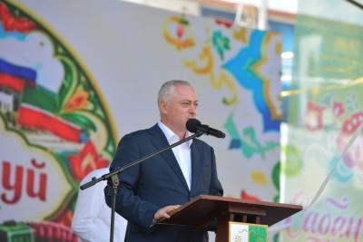 Abkhazian President Badra Gunba spoke at the opening of the Sabantuy festival.